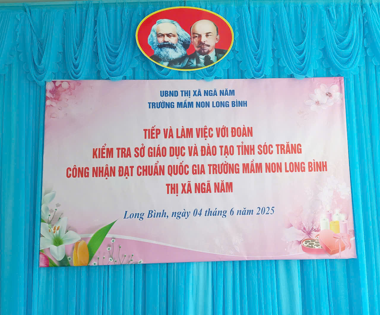 Tiếp và làm việc với đoàn kiểm tra của Sở Giáo dục và Đào tạo tỉnh Sóc Trăng công nhận trường MN Long Bình đạt chuẩn quốc gia mức độ 2